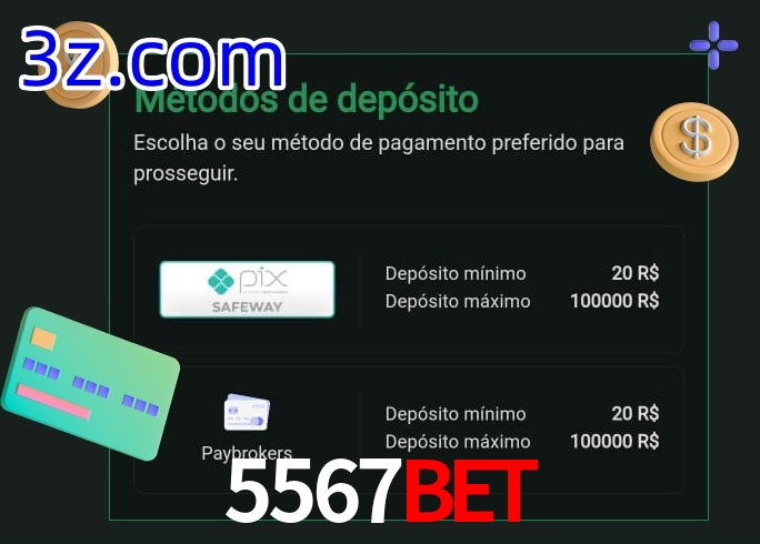 O cassino 5567BET oferece uma grande variedade de métodos de pagamento